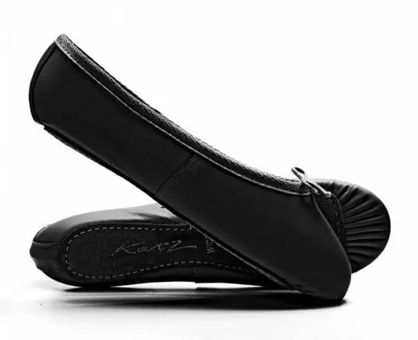 Black Leather Ballet Shoes - Image 3