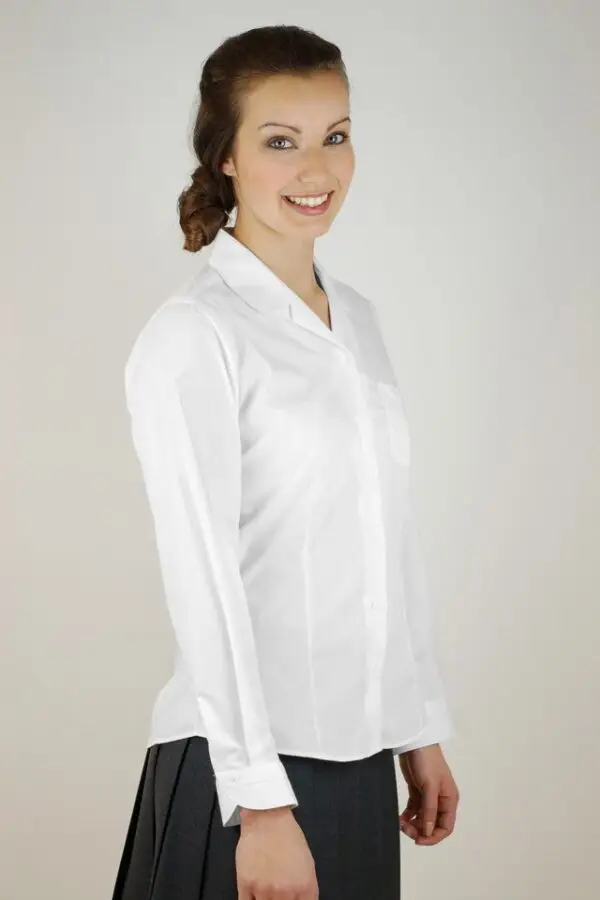 Long Sleeve Rever White Blouse ( twin pack) - Image 2