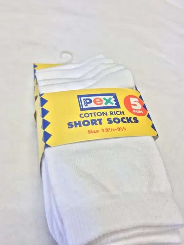 White Cotton short socks (5 pair pack) - Image 2