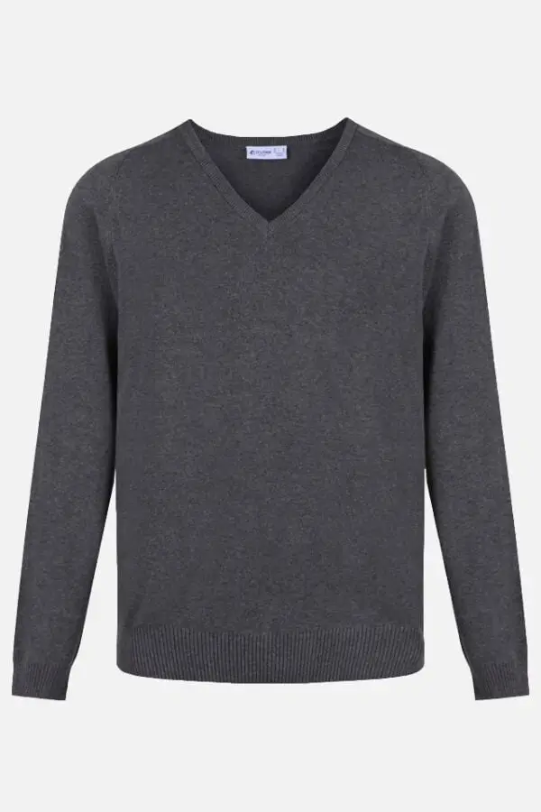 Grey V-Neck Jumper