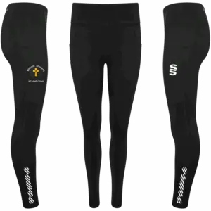 Dual Legging -  Black Melange/White Diagonal trim