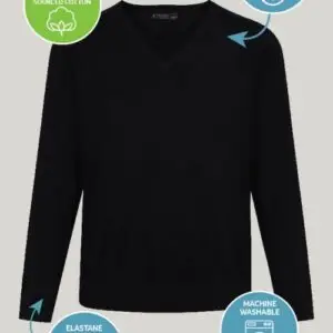 Black Cotton V Neck Jumper